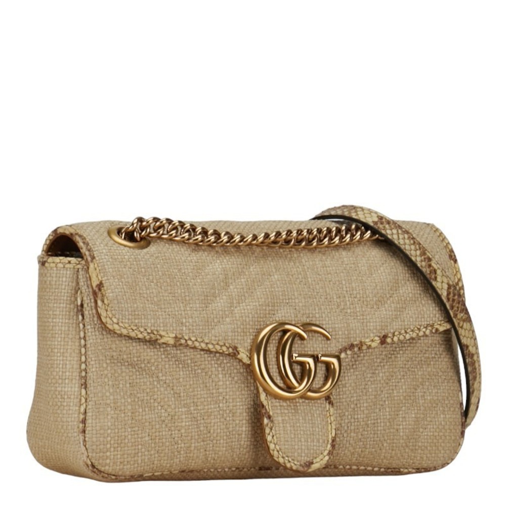Gucci Chain Bag Shoulder Marmont Python Raffia Gg… - image 1